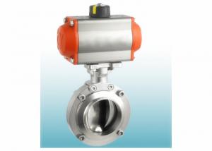 Weld Connection End AISI 316L Sanitary Butterfly Valves With Double Acting Pneumatic Actuator