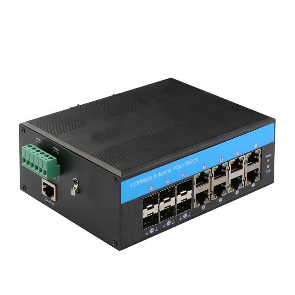 Cheap 8 Port Industrial Managed POE Switch SNMP Web Ring Managed Optical fiber Switch for sale