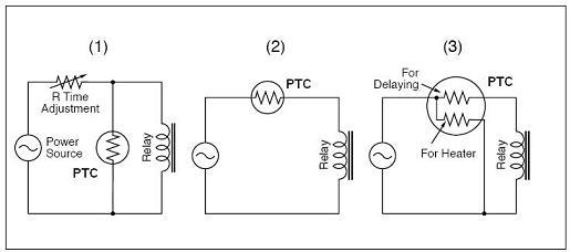 PTC Thermistors Delay operation of relay