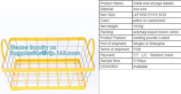 Cheap Home Storage Used Round Shaped Metal Mesh Wire Kitchen Basket, Kitchen metal gold wire rectangular vegetable fruit stack for sale