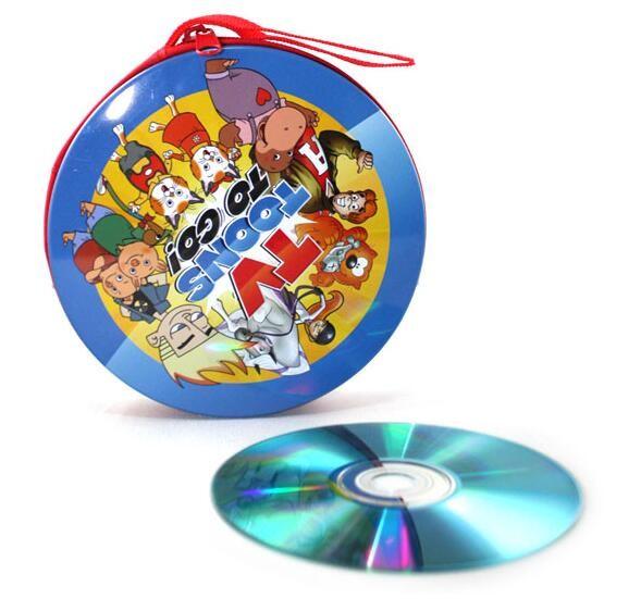 Cheap embossed round CD tin case with a zipper for sale