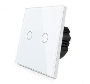China 2 gang white toughened glass panel waterproof and fireproof touch sensor light switch on sale
