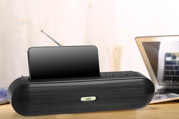 Cheap Fm bluetooth speaker for table use .with mob holder .Rubber oil finish for sale