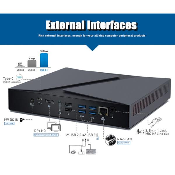 Cheap Win 10 Pro Inte1 I9 9880H Industrial Mini PC 8GB DDR4 Nvme M.2 SSD 256GB Dual Display  Gigabit LAN Mini PC Computer for sale