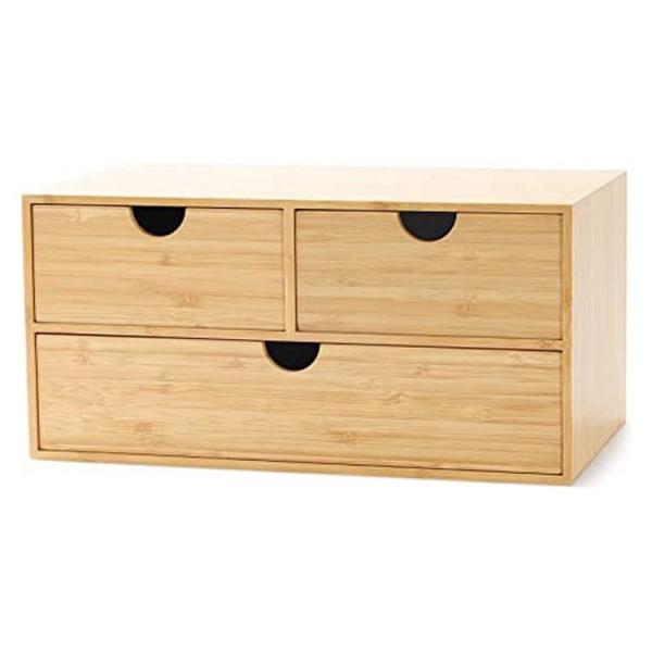 Cheap Customized Tabletop Bamboo Storage Box With 3 Drawers for sale