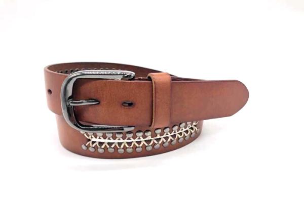 Cheap Custom Studded Genuine Leather Belt For Men 38mm Width for sale