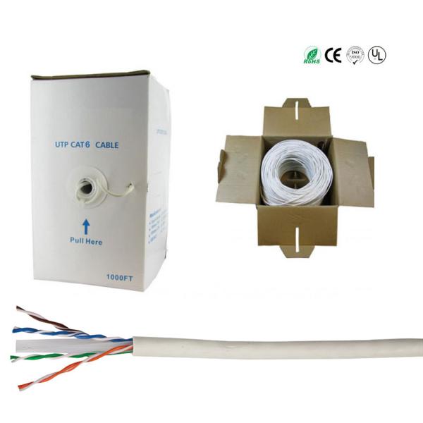 Cheap UTP RJ45 1000ft Cat 6 Flat Ethernet Cable White Color For Computer for sale