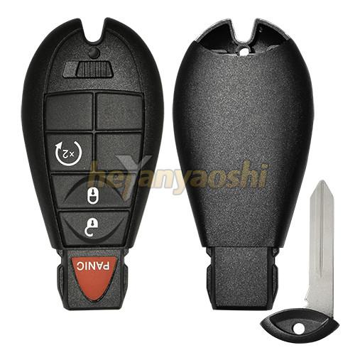 Cheap 4 Buttons Smart Chrysler Key Shell With Emergency Key Insert Black Color for sale