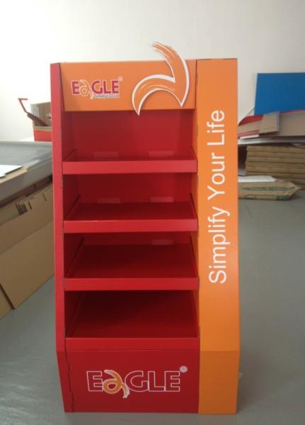 Cheap BWCD201920 Corrugated Tiers Display Recyclable Cardboard Floor Display Stands for sale