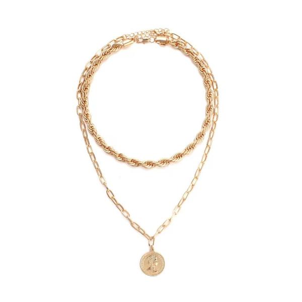 Cheap Elegant Golden Necklace Perfect for Any Occasion Made of Polyester for sale