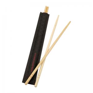 Best Biodegradable Disposable Bamboo Chopsticks with Black Flower Paper Wrapping wholesale