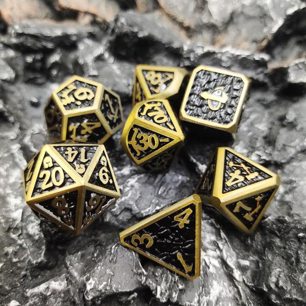 Cheap Metal Anti wear Hand Carved card game Dice Practical Polyhedral for sale