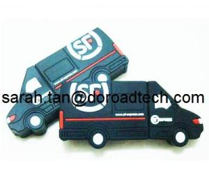 Customized Car Shaped PVC USB Flash Disk, 100% Original and New Memory Chip