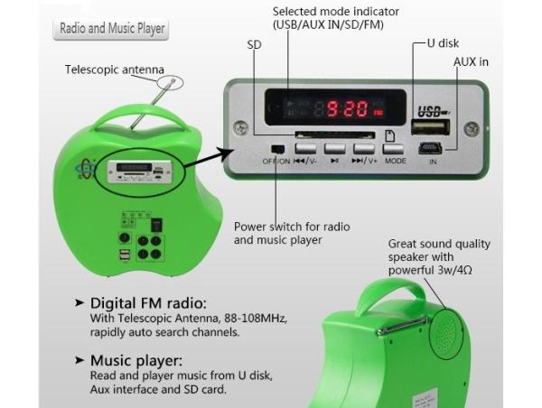 Cheap 10 Watt Portable Solar Panel Charger Solar Lighting Radio Music Player Easy Carry System for sale