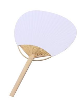 Cheap Oriental handmade natural bamboo material white paper fan customized wedding paddle fans for sale