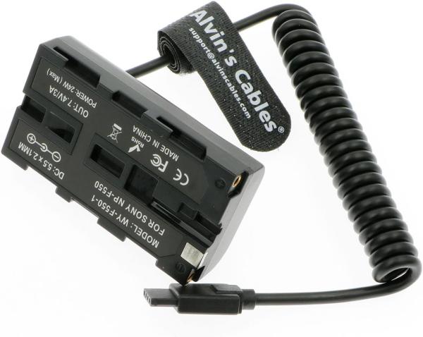 Cheap NP-F550/F570/F970 Dummy Battery To Ronin S Gimbal Power Coiled Cable For Atomos Ninja V/Shinobi/Shogun Monitor for sale