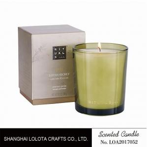 Best Handmade Scented Soy Candles , Long Lasting Scented Candles In Green Clear Bottle wholesale