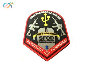 China 3D Logo Gun Soft PVC Rubber Patch , Custom Made PVC Patches With Velcro Backing on sale