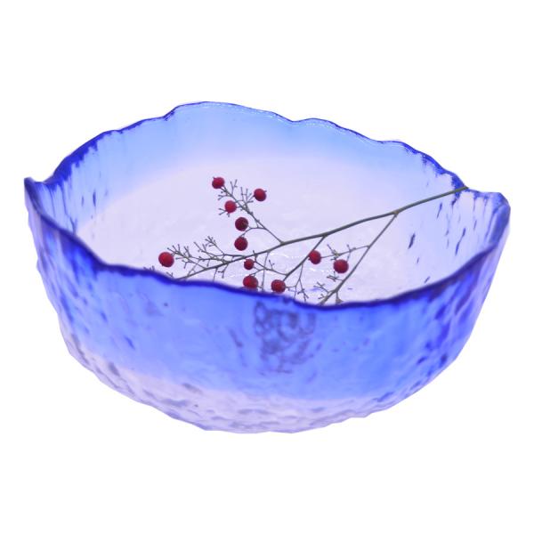 Cheap Hammered Pattern Irregular Shape Crystal Salad Serving Bowl for sale