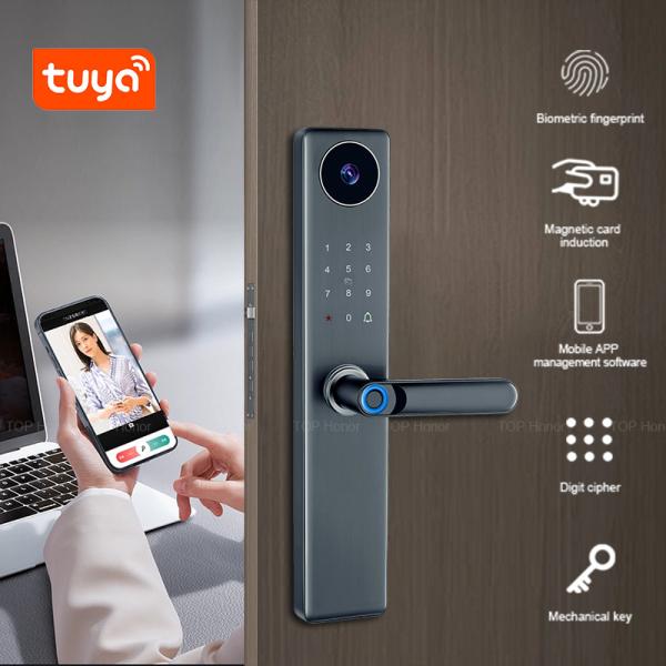 Cheap Digital Smart Front Door Locks High Security Tuya Keyless Remote Control With Handle for sale