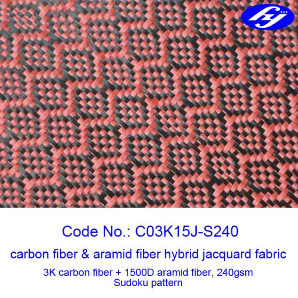 Cheap Jacquard Sudoku Pattern Red Carbon Fiber Fabric With Low Flammability for sale