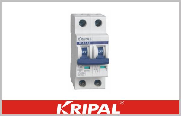 Cheap UKB7 2P Mini Circuit Breaker Automatically Operated Electrical Switch B / C / D Curve for sale