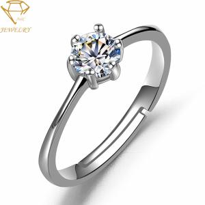 Rhodium Plating 925 Sterling Silver Diamond Ring Pave Setting