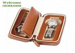 China Handmade Watch Packing Box Classic with Brown Zip Leather  Travel Cases on sale