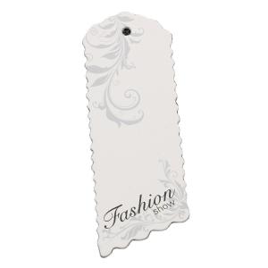 China Rectangle Embossed Debossed Logo Recycled Hang Tag 300gsm Paperboard on sale