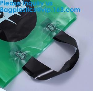 China 100% Biodegradable And Compostable Soft Loop Handle Plastic Bag For Clothing,Handle Block Bottom Plastic Shopping Bag on sale