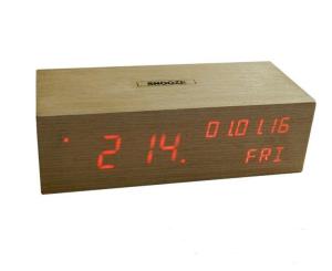China Office Digital LED Wood Clock with Calendar on sale