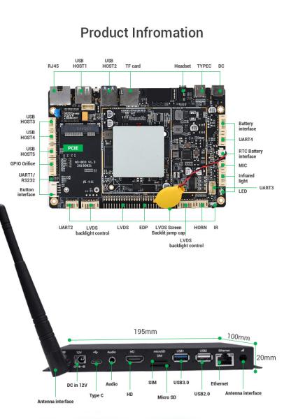 UART IR Remote Control Ethernet HD Media Player Box RK3399 Hexa Core Chipset