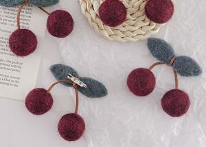 Best Handmade Wool Felt Balls Red Cherry Pattern Length 7 Cm EN71 Certificate wholesale