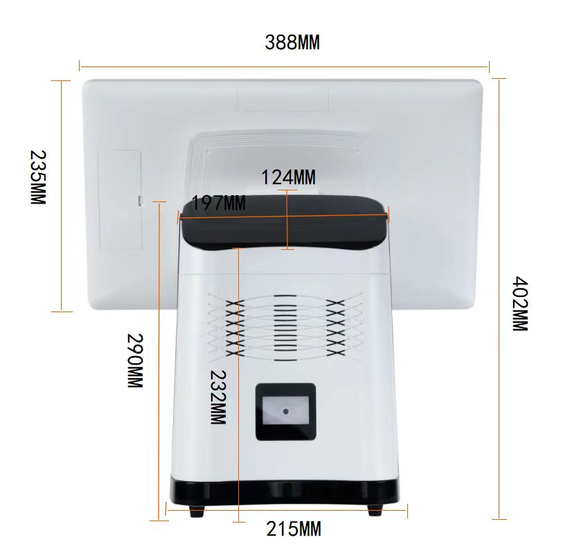 15.6" Touch Screen Cash Register POS System with 2nd Display and 256G SSD Storage