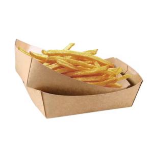 Best Custom Printing Biodegradable Boat Shape French Fry Container Takoyaki Tray Paper Box wholesale