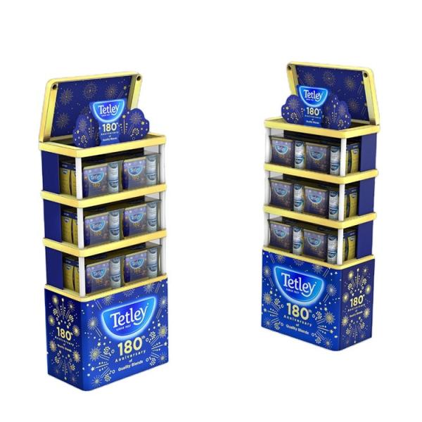 Cheap POP Coffee Display Stand Wooden Coffee Shelf Display With Lid For Canned Coffee for sale