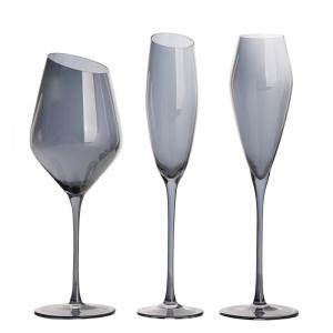 Classic Long Stem Smoky Crystal Wine Glasses With Decanter Food Grade