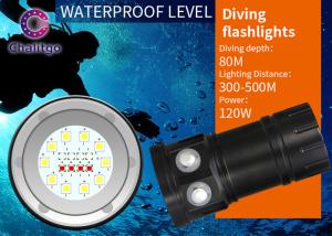 China 80M Marine Flash Torch Flashlight For Diving 10000LM Cree Button Switch 120 Degree Beam Angel on sale