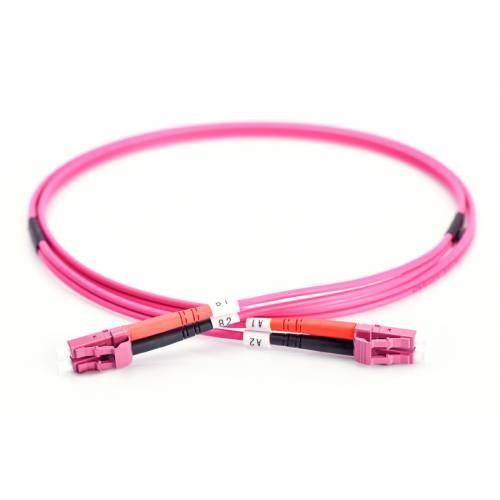 Cheap IEC OM4 Duplex LC Patch Cord Multimode Violet Pink LSZH Sheath for sale