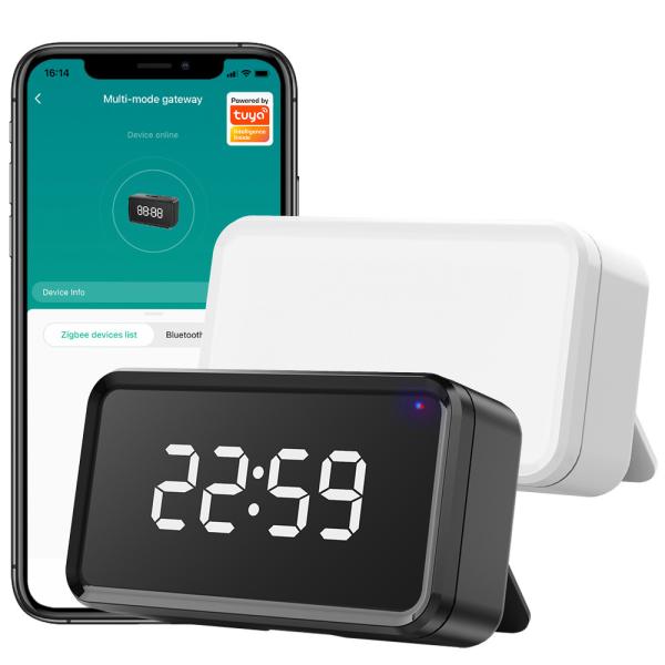Cheap Tuya ZigBee gateway Time Display Alexa Google Home Bluetooth Mesh Wireless Bridge Hub Smart Multi mode Gateway for sale