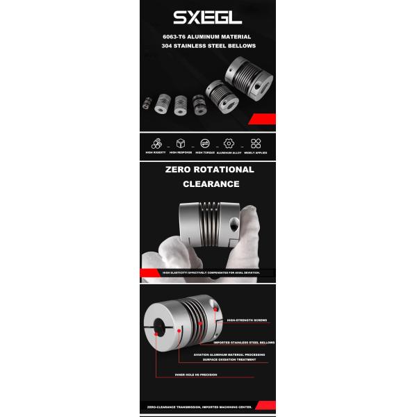 High Precision Flexible Shaft Coupler Silver Flex Shaft Bellows Coupling Customized