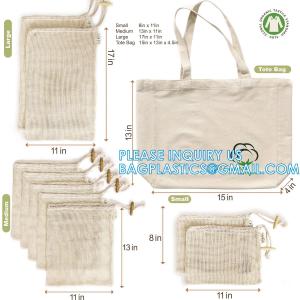 China Custom Fruit and Vegetable Bag, Eco Friendly Reusable Grocery Tote Bags Organic Mesh Net Drawstring bags on sale