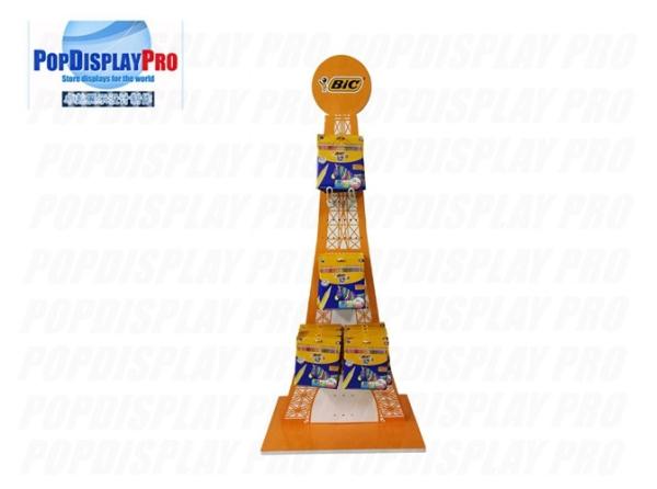 Cheap 12 Hooks Corrugated Cardboard Hook Display 2 Sided Eiffel Tower Shaped Durable for sale