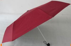 Best Red 3 Folding Tiny Travel Umbrella Manual Open Solid Color Pongee Fabric wholesale