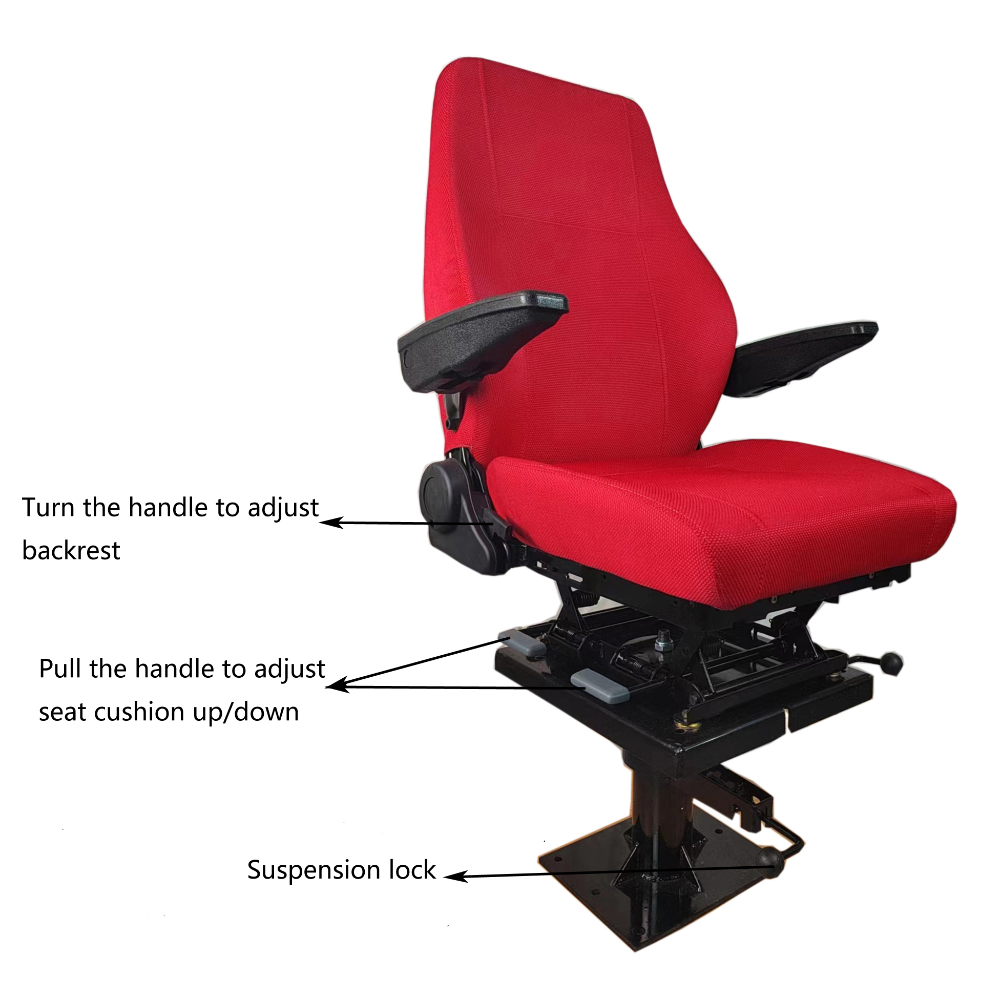 360 Rotate Train Driver Seat Red Static Seat S802 Adjustable Base