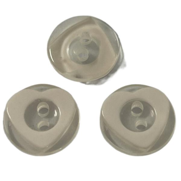 Cheap Backside Transparent Plastic Heart Buttons White Color In 20L For Sewing for sale