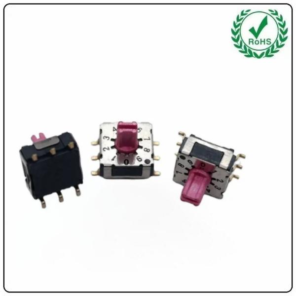 Cheap 7 * 7 SMT Mini Rotary Changeover Code Switch Multiple Position Waterproof Electrical for sale