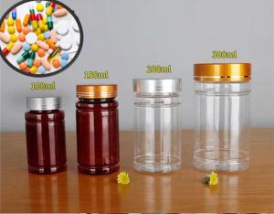 100ml 150ml 200ml Amber Plastic Pill Bottles With Cap Transparent