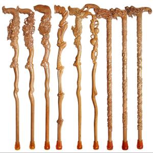 China Handicraft 90cm Wooden Hand Carved Walking Sticks on sale