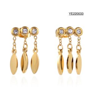 China Rhinestone Tassel Sequin Drop Earrings Fashionable 14k Gold Plated Earrings on sale